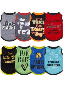 Saintrygo 8 Pieces Dog Shirts Printed Clothes With Funny Letters Summer Cool Puppy Shirts Breathable Outfit Soft Dog Sweatshirt For Pet Cats (Classic Pattern,Medium)  - Image 1