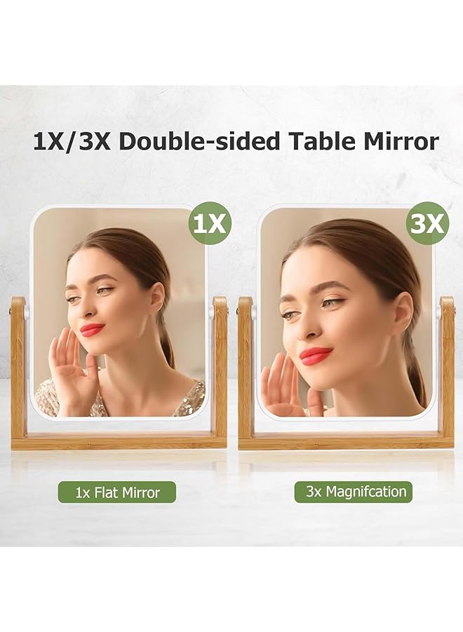 إيروريكس مرآة مكياج مع حامل تكبير 1X 3X مرآة مكبرة مزدوجة الجوانب تدور 360 درجة مقاس 8 بوصات محمولة على سطح المكتب مرآة حلاقة الحمام - Image 2