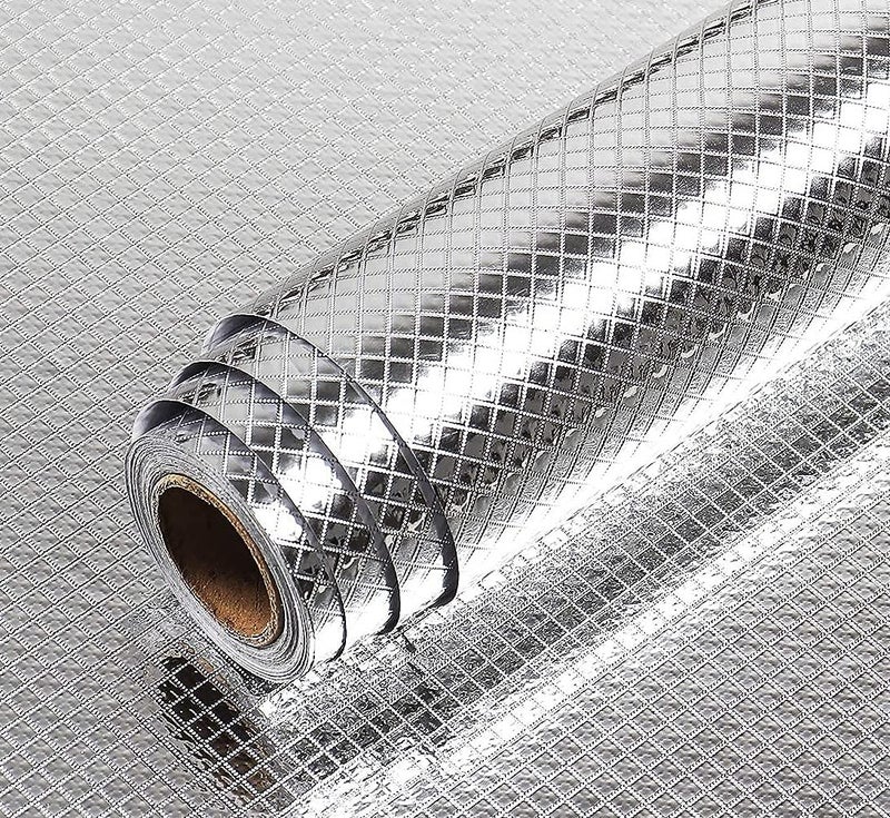 LAVNIK Aluminium Foil Stickers Oil Proof Waterproof Kitchen Backsplash Wallpaper SelfAdhesive Wall Sticker AntiMold and Heat Resistant for Walls Cabinets Drawers and Shelves 5 Meter - Image 1
