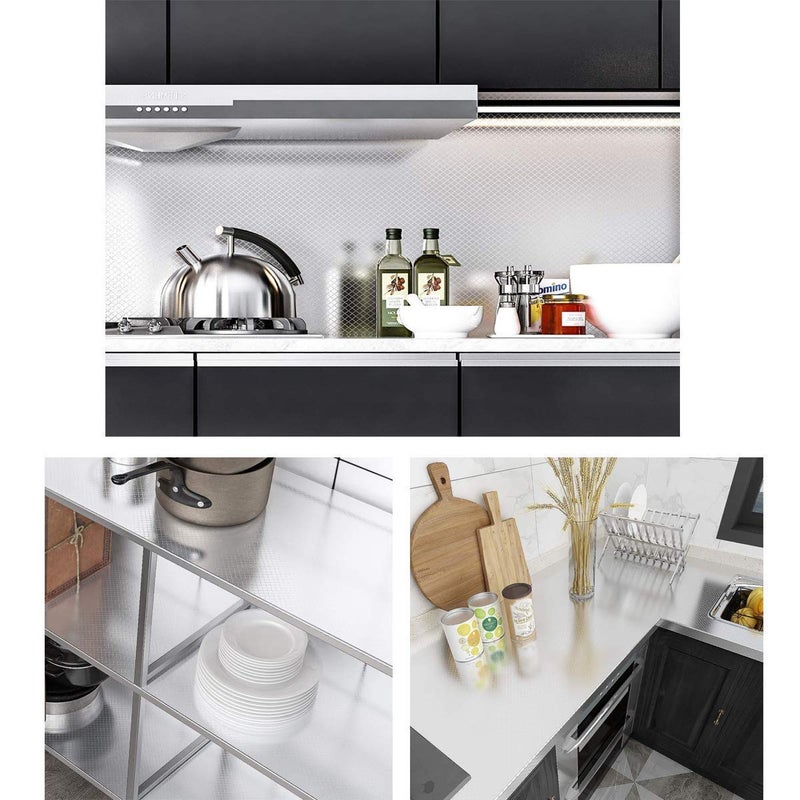 LAVNIK Aluminium Foil Stickers Oil Proof Waterproof Kitchen Backsplash Wallpaper SelfAdhesive Wall Sticker AntiMold and Heat Resistant for Walls Cabinets Drawers and Shelves 5 Meter - Image 3