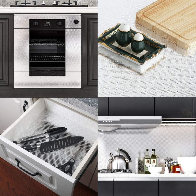 LAVNIK Aluminium Foil Stickers Oil Proof Waterproof Kitchen Backsplash Wallpaper SelfAdhesive Wall Sticker AntiMold and Heat Resistant for Walls Cabinets Drawers and Shelves 5 Meter - Image 5