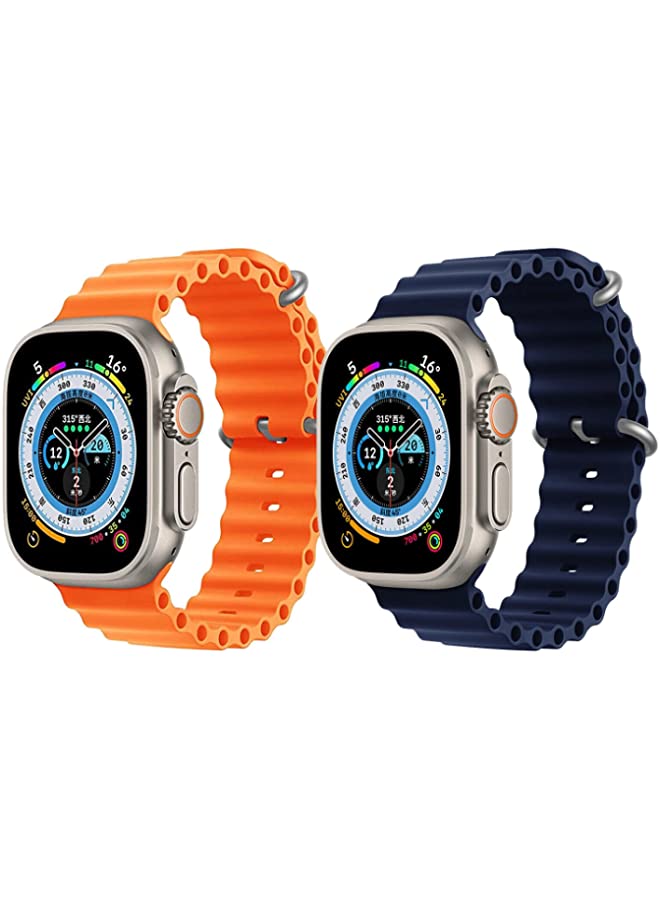 IAF Trail Loop strap Black/Gray Silicone Ocean Band Strap Orange Set of 2 for Apple Watch Ultra 8 49mm