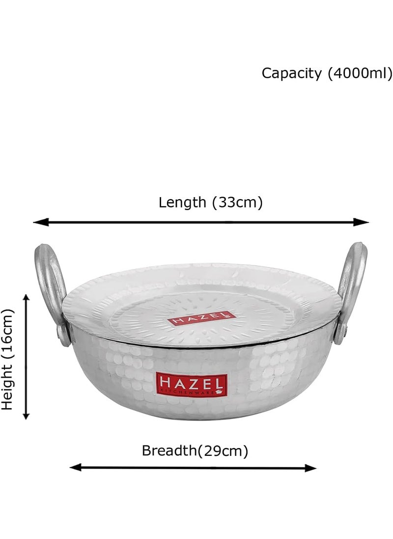 Hazel HAZEL Aluminium Hammered Finish Kadai with Lid Premium Round Bottom 16 Gauge Kadhai vessal 29 cm 4000 ML  - Image 4