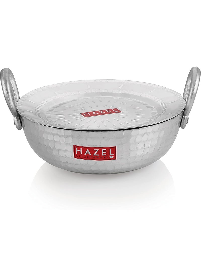 Hazel HAZEL Aluminium Hammered Finish Kadai with Lid Premium Round Bottom 16 Gauge Kadhai vessal 29 cm 4000 ML  - Image 2