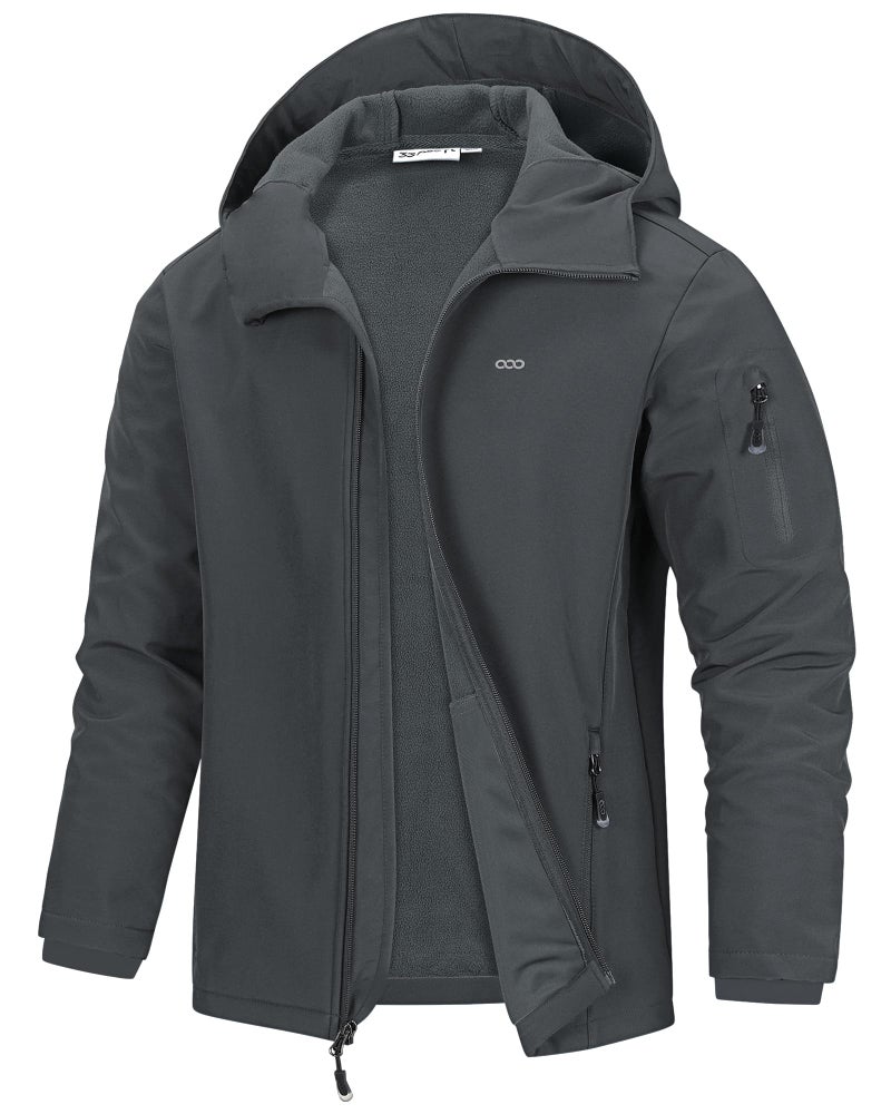 33,000ft Men's Hooded Softshell Jacket Waterproof Lightweight Insulated Windbreaker Fleece Lined Rain Shell Jacket - Image 1