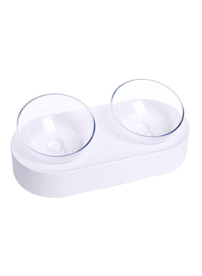 NIBEMINENT Double Feeder Water Bowl White/Clear 33x9.5cm - Image 1