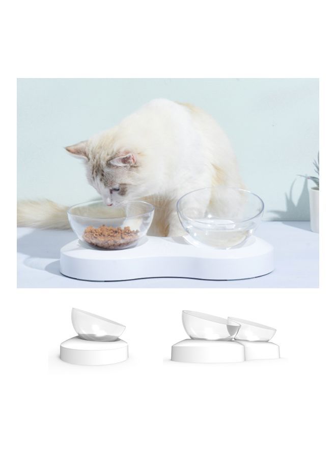 NIBEMINENT Double Feeder Water Bowl White/Clear 33x9.5cm - Image 2