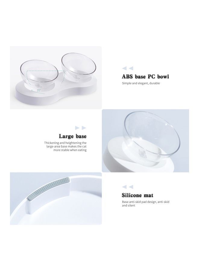NIBEMINENT Double Feeder Water Bowl White/Clear 33x9.5cm - Image 5