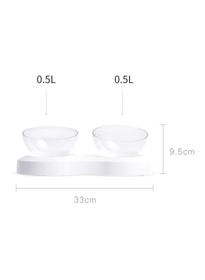 NIBEMINENT Double Feeder Water Bowl White/Clear 33x9.5cm - Image 3