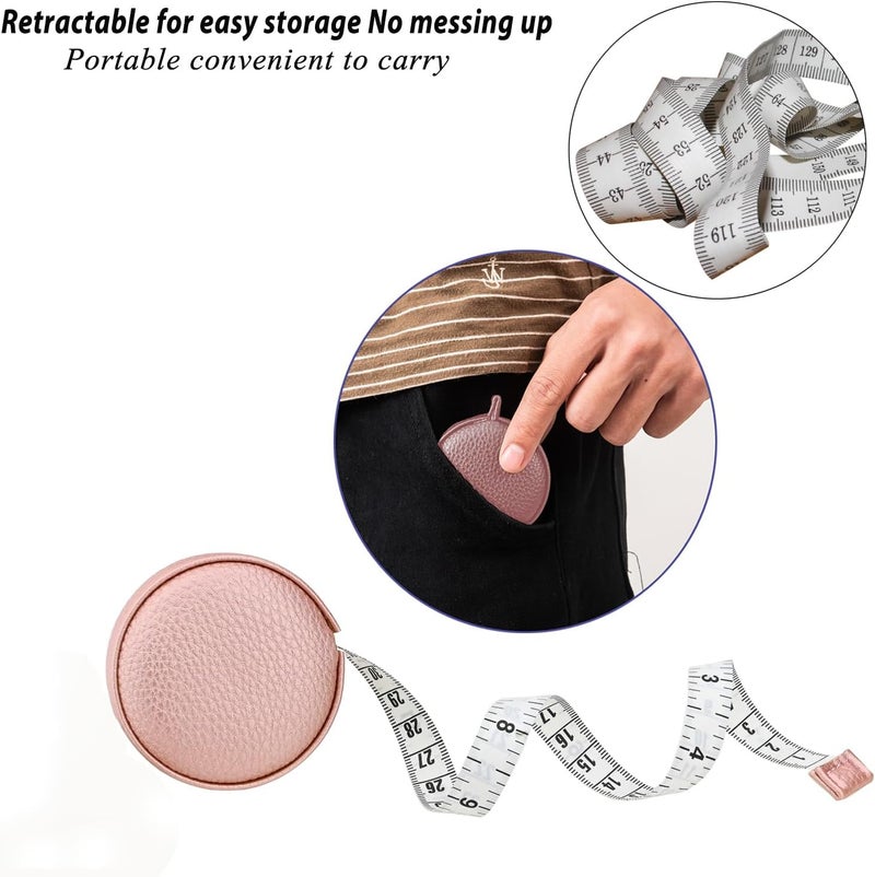 Z_جوده وثقه 3m/120 Tape Measure Body Measuring Tape for Body Cloth Tape Measure for Sewing Fabric Tailors Medical Measurements Tape Dual Sided Cloth Tailor Craft Ruler Retractable(Pink) - Image 2