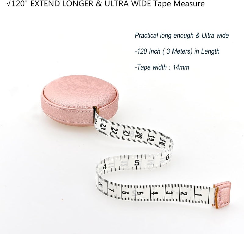 Z_جوده وثقه 3m/120 Tape Measure Body Measuring Tape for Body Cloth Tape Measure for Sewing Fabric Tailors Medical Measurements Tape Dual Sided Cloth Tailor Craft Ruler Retractable(Pink) - Image 4