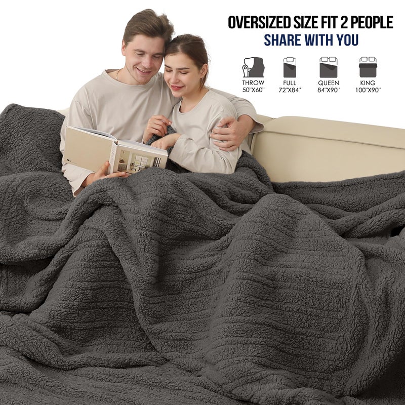 ESTINGO Queen Heated Blanket, Electric Blanket Dual Control with 5 Heating Levels & 10 Hours Auto Off, Ultra Soft Fuzzy Washable Heating Blanket Queen with ETL Certified, 84"x90", Dark Gray - Image 5