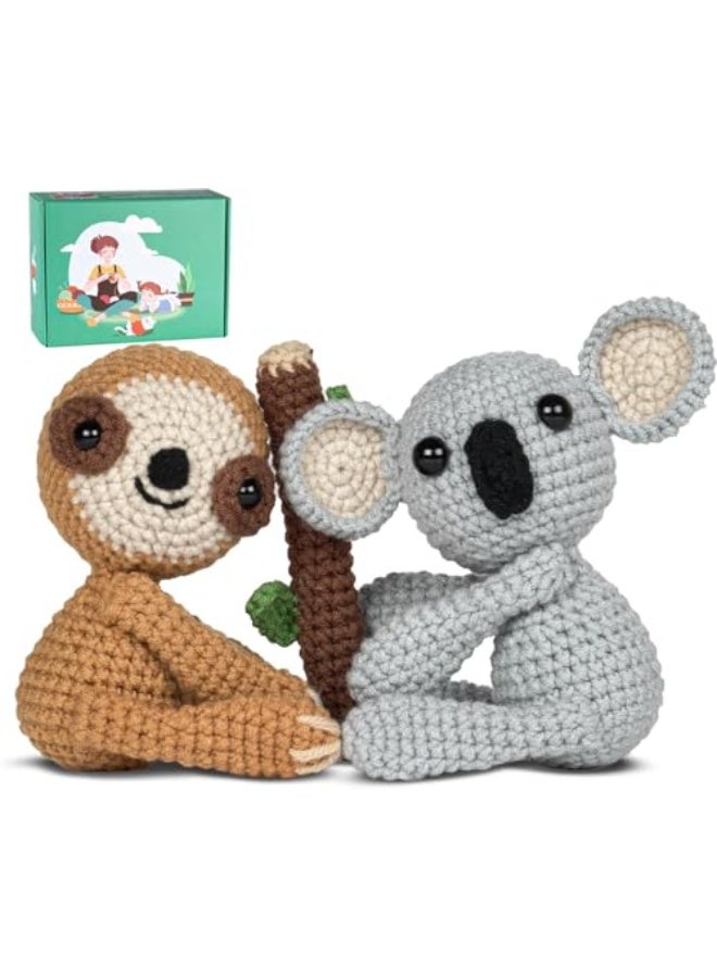 Luckam Crochet Kit for Beginners Adults Kids, Cute Koalas Sloth Knitting Kit, Fun and Educational Crochets Set for DIY or Relaxing with Step-by-Step Video Tutorial, Ideal Gift for Family, Friends - Image 1