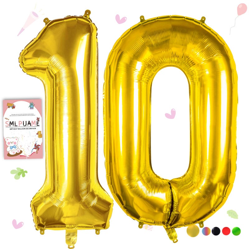 Smlpuame 40 inch Number Balloon 09 Gold Large Number 10 BalloonsDigital Balloons for Birthday Party Celebration Decorations Supplies Helium Foil Number Balloons for Wedding Anniversary - Image 2