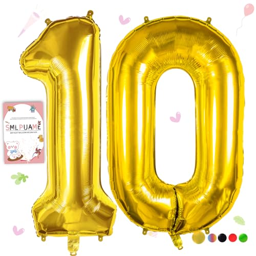 Smlpuame 40 inch Number Balloon 09 Gold Large Number 10 BalloonsDigital Balloons for Birthday Party Celebration Decorations Supplies Helium Foil Number Balloons for Wedding Anniversary - Image 1