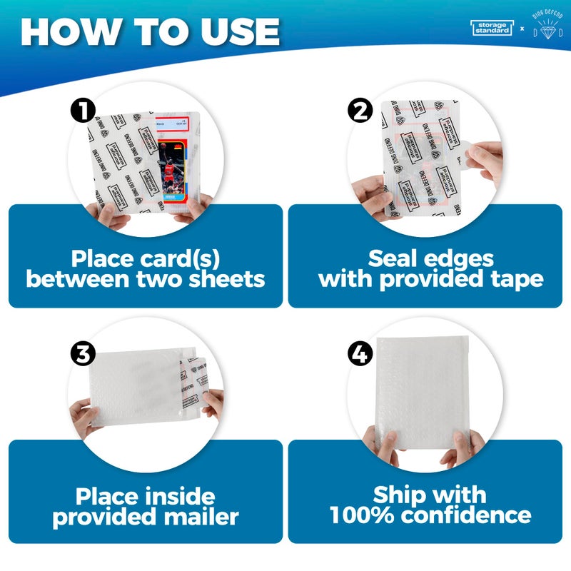 Storage Standard Ding Defend Card Shipping Kit Envelope Bubble Mailers - Includes 110 4â€™â€™ x 6â€™â€™ Semi-Transparent Small Padded Envelopes/Protectors, 55 Small Bubble Mailers, 240 Tape Seals for Collectible Cards & Slabs - Image 3