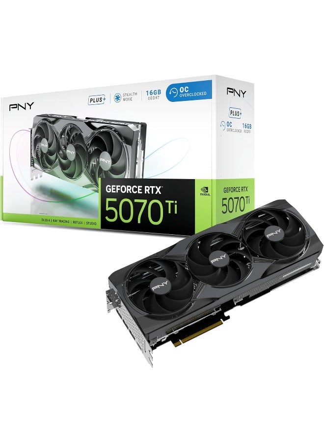 PNY GeForce RTX 5070 Ti 16GB Overclocked Triple Fan Plus DLSS 4 Graphics Card black - Image 1