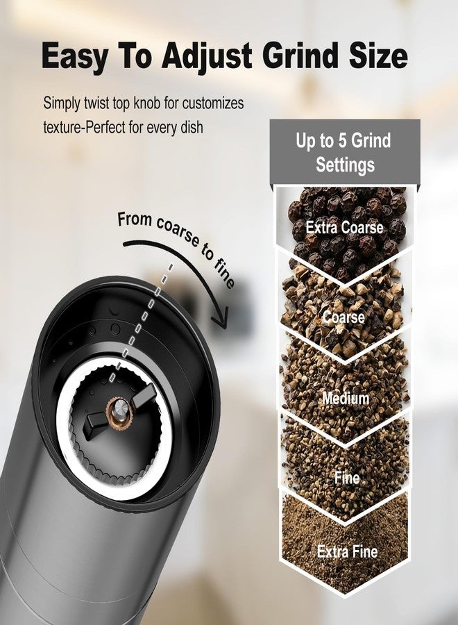 Aelga Pepper Mill - 4oz Stainless Steel Pepper Grinder Manual with 5-Level Adjustable Coarseness, Wood Lid, Silicone Funnel - Image 2