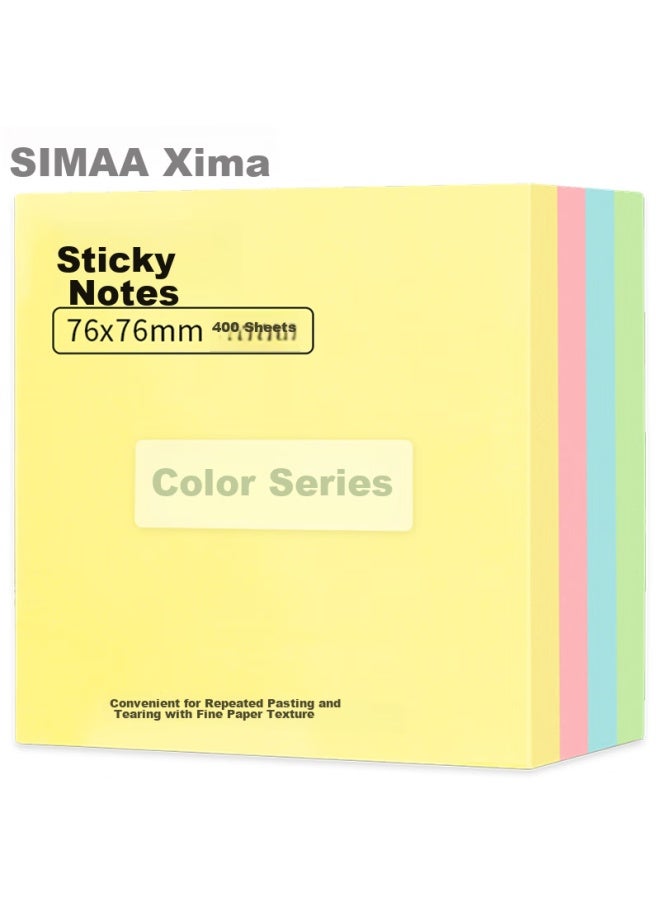Simaa 400 Sheets 4-color Sticky Notes, Colorful Memo Pads, 76*76mm, Reusable Notes For Students And Office, Colorful Paper - Image 1