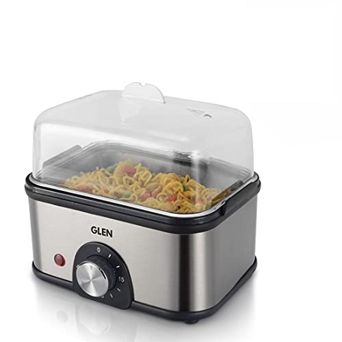Glen 3 in 1 Electric Multi Cooker | Egg Boiler - Steam | Cook & Boil - 45 Minutes Timer | 350W Boil 8 eggs at a time -non stick heating plate 2 food/egg trays for cooking at 2 levels(SA3035MC) Plastic - Image 1