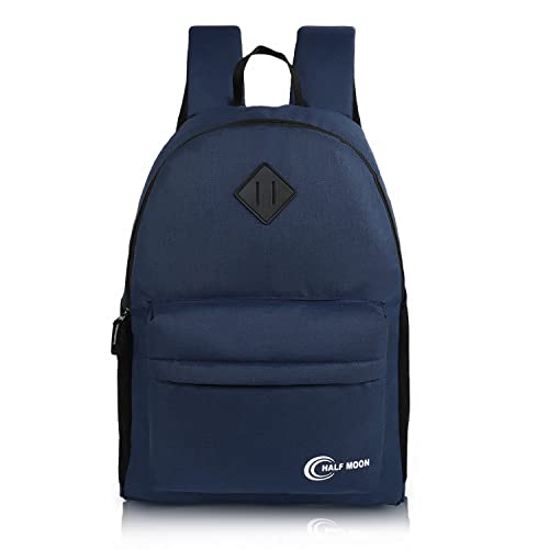 Half Moon 21L Casual Backpack Daypack Rucksack Bag For Men Women Boys Girls For College/School/Tuition (Navy Blue) (Textured Navy) - Image 1