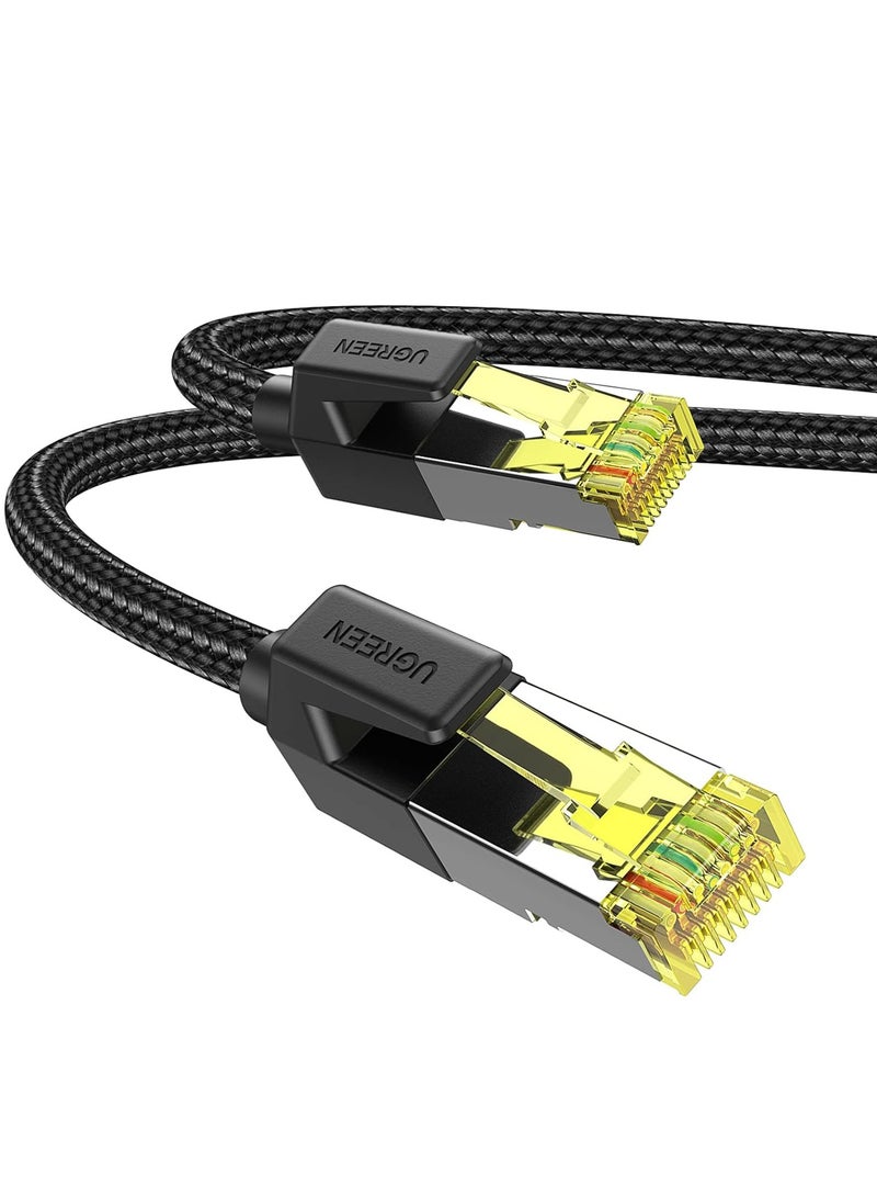 UGREEN Cat 7 Ethernet Cable 15M High Speed Cat7 Network Cables 10Gbps 600MHz F/FTP Heavy Duty RJ45 Cords Braided POE Gigabit Shielded LAN Cord Black Compatible with PC PS5 PS4 Xbox Modem Router TV - Image 1