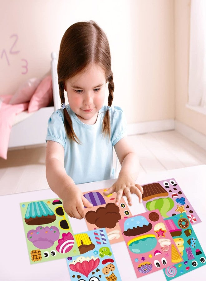 ANGOLIO Summer Face Stickers Party Make a Cute DIY Face Sticker Sheets, Make Your Own Summer Colorful Stickers Games, Sweet Party Party Favors for Girls or Kids (Cupcake Face Sticker) - Image 5