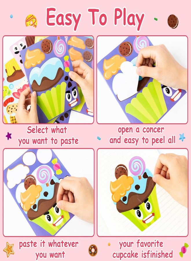 ANGOLIO Summer Face Stickers Party Make a Cute DIY Face Sticker Sheets, Make Your Own Summer Colorful Stickers Games, Sweet Party Party Favors for Girls or Kids (Cupcake Face Sticker) - Image 3
