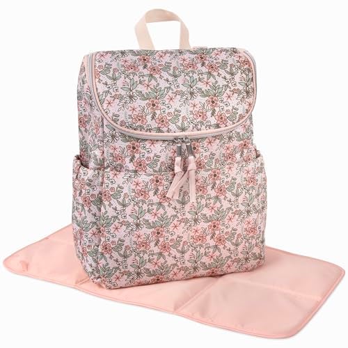 Baby Essentials Multi-Function Floral Diaper Backpack and Travel Nappy Baby Bag with Changing Pad and Stroller Straps (Freshly Floral) - Image 2