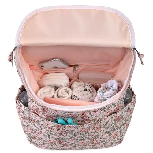 Baby Essentials Multi-Function Floral Diaper Backpack and Travel Nappy Baby Bag with Changing Pad and Stroller Straps (Freshly Floral) - Image 5