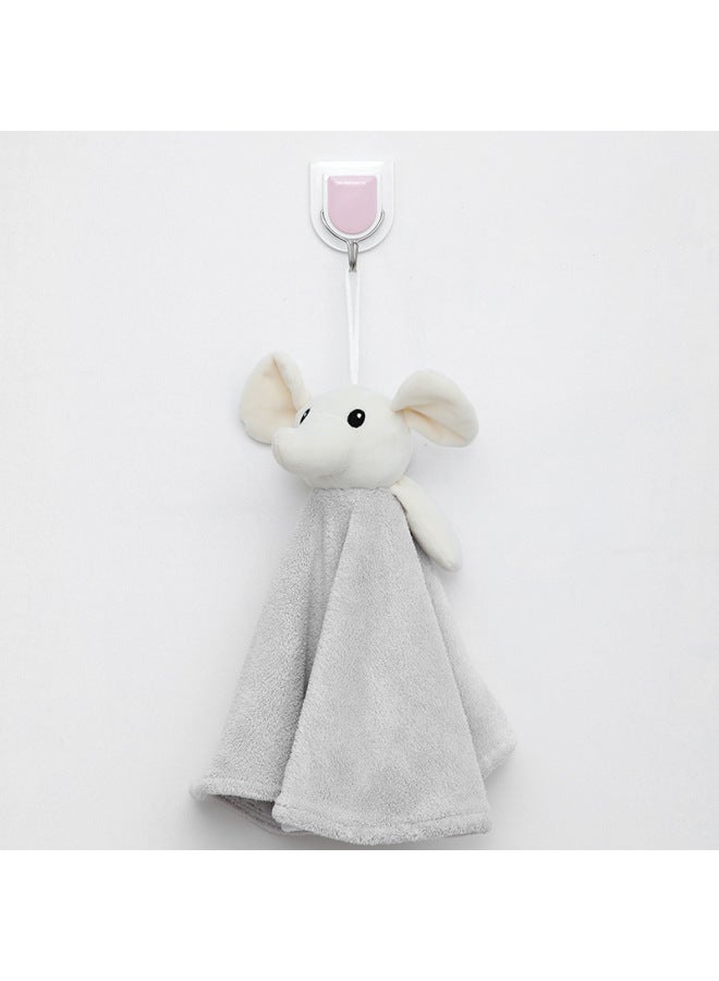 Soft Adorable Skin-friendly Elephant Hand Towel Home Simple Dust Cleaning Cloth Coral Fleece Thickened Absorbent Hand Towel