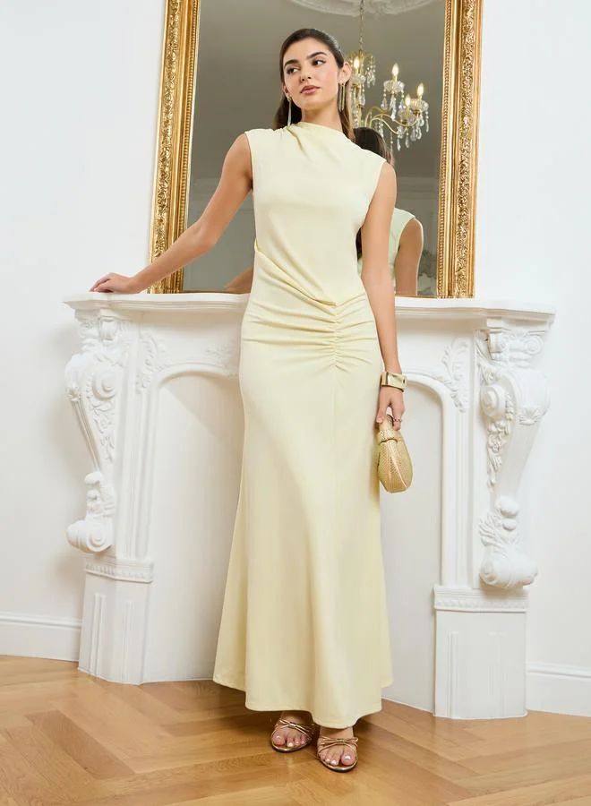 ستايلي فستان طويل نسائي مزموم بلا أكمام