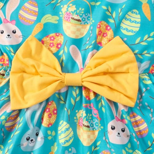 RETSUGO Toddler Girls Easter Dresses Kids Easter Eggs Bowknot Sleeveless Sundress Outfits Girls Party Bunny A-line Dress 1138-2T - Image 5