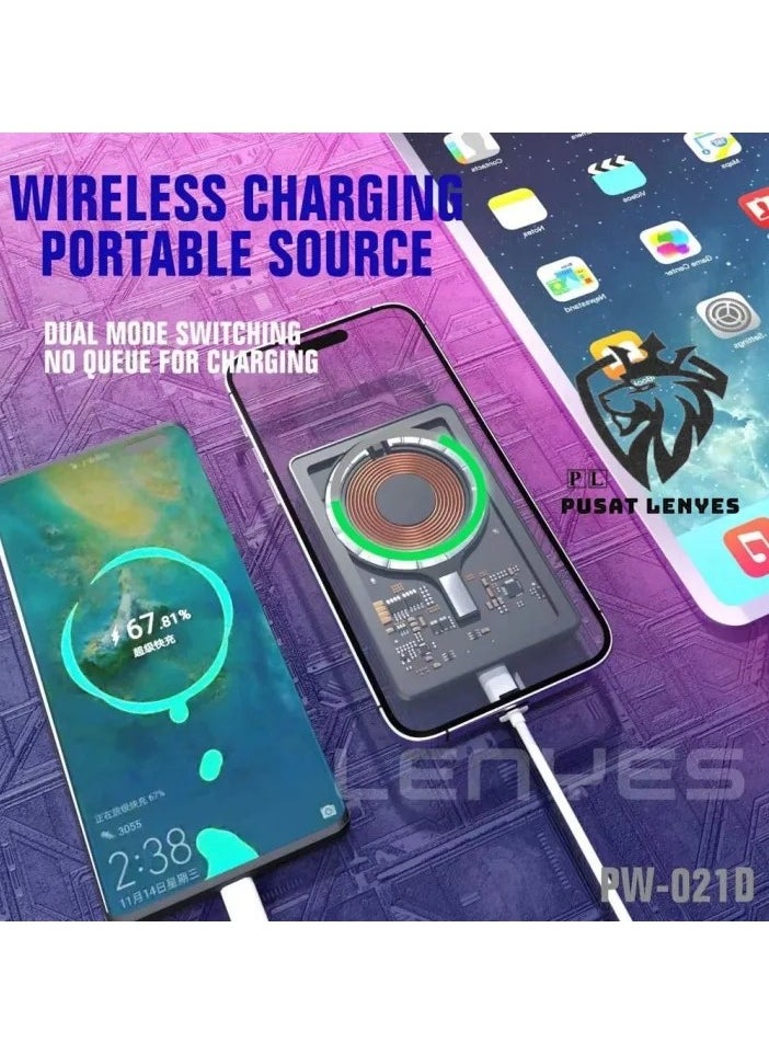 Lenyes - Powerbank LENYES 5000mAh Wireless Fast Charging PD20W + 15W Magsafe Power Bank Transparan + stand Real Capacity Original - Image 1