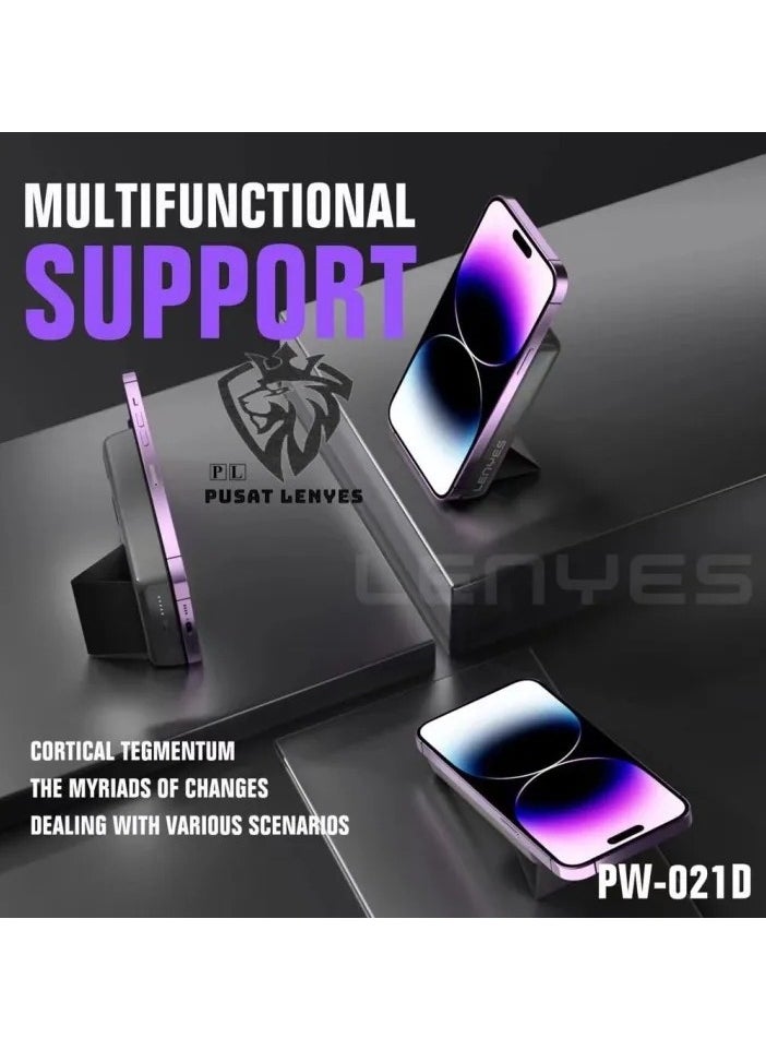 Lenyes - Powerbank LENYES 5000mAh Wireless Fast Charging PD20W + 15W Magsafe Power Bank Transparan + stand Real Capacity Original - Image 1