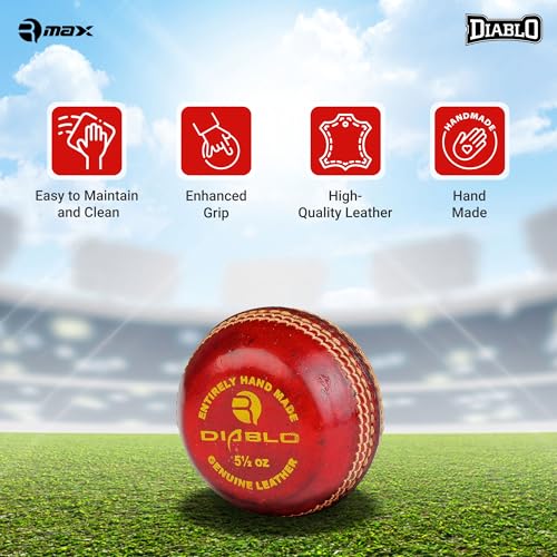 DIABLO Rmax Cricket Ball Leather, Cricket Flat Seam Training Ball - Image 2
