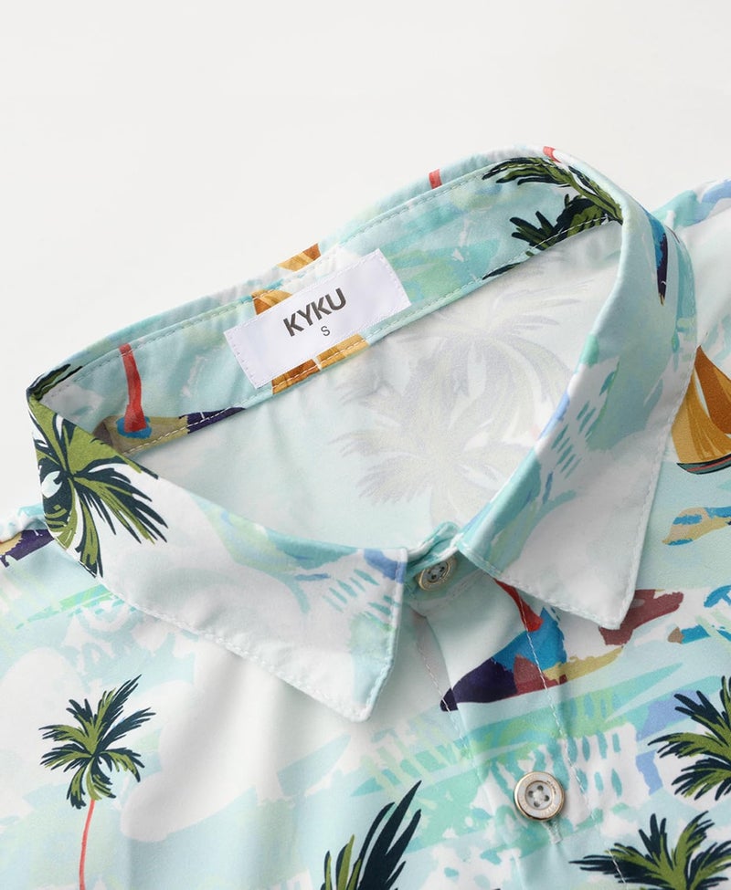 KYKU Shirts Men's Hawaiian Button Casual Summer Clothing Short Sleeve Tropical Clothes Beach Multicolor L - Image 5