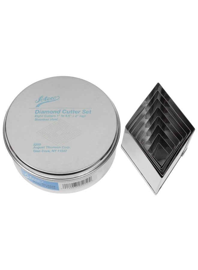 Ateco 8pc Stainless Steel Diamond Shaped Cutter Set - Image 1