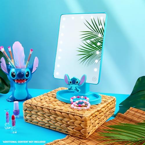 Disney Stitch Vanity Mirror for Girls Teens Women with Trinket Tray LED Table Mirror Touch Screen Light Make Up Gifts for Women Blue - Image 3