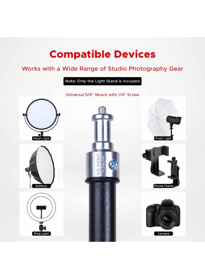 Xria LS200S-PRO 2M Steel Light Stand 5KG Load Adjustable Photography Lighting Tripod Stand for LED Light Softbox Flash Ring Light Studio Video Shoot - Image 2
