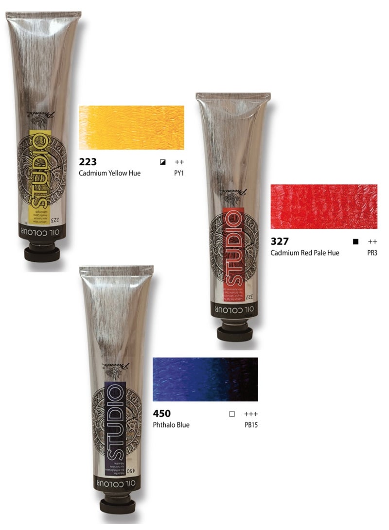 3 oil colors (200 ml) Yellow - Red - Blue