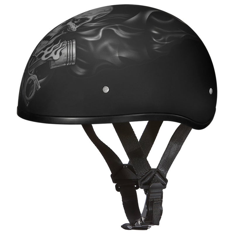 Daytona Helmets Daytona HELMETS Motorcycle Half Helmet Skull Cap- Pistons Skull 100% DOT Approved - Image 2