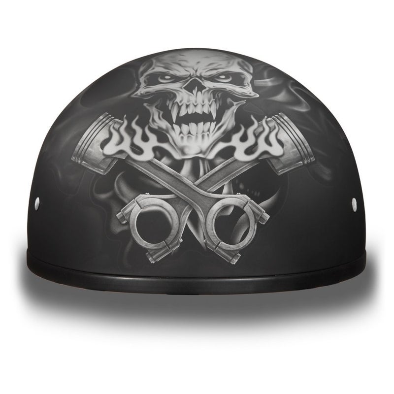 Daytona Helmets Daytona HELMETS Motorcycle Half Helmet Skull Cap- Pistons Skull 100% DOT Approved - Image 1