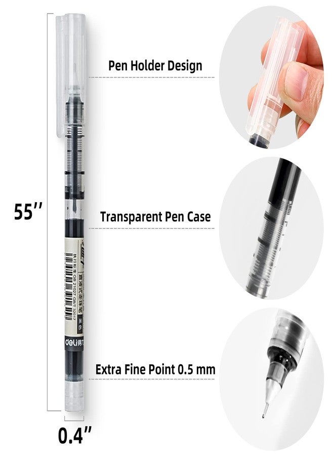 EZWORK 12 Pieces Rolling Ball Pens, Quick Dry Ink 0.5 mm Extra Fine Point Pens Liquid Ink Pen Rollerball Pens Black - Image 3