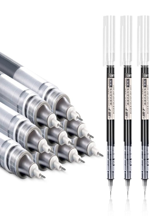 EZWORK 12 Pieces Rolling Ball Pens, Quick Dry Ink 0.5 mm Extra Fine Point Pens Liquid Ink Pen Rollerball Pens Black - Image 1