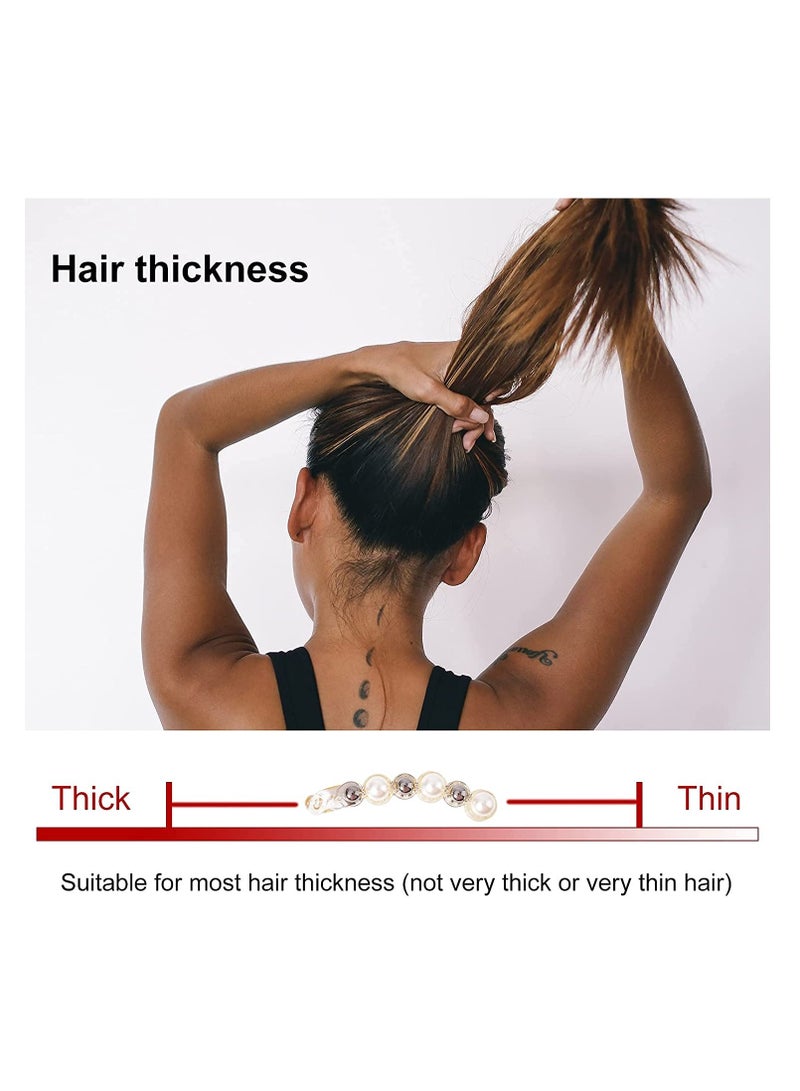 6 PCS Pearl Hair Clips Set, Banana Clips and Ponytail Holders for Thick and Fine Hair, Rhinestone Jaw Clips for Women and Girls, Gentle on Hair - Image 2