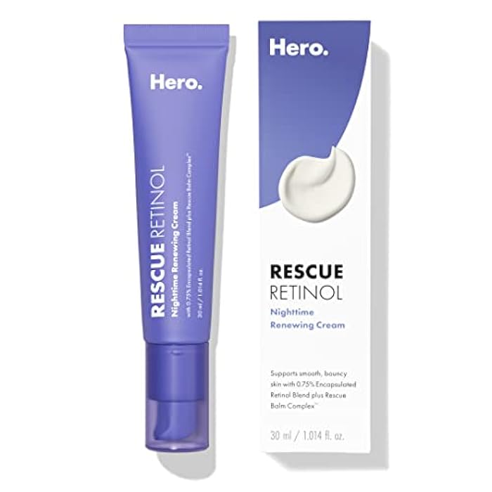Hero Cosmetics Rescue Retinol Nighttime Renewing Cream - Helps With the Look of Uneven Texture and Post-Blemish Marks - Gentle, Non-Drying Formula, Introduction Retinol - Safe for Sensitive Skin (30 ml) - Image 1