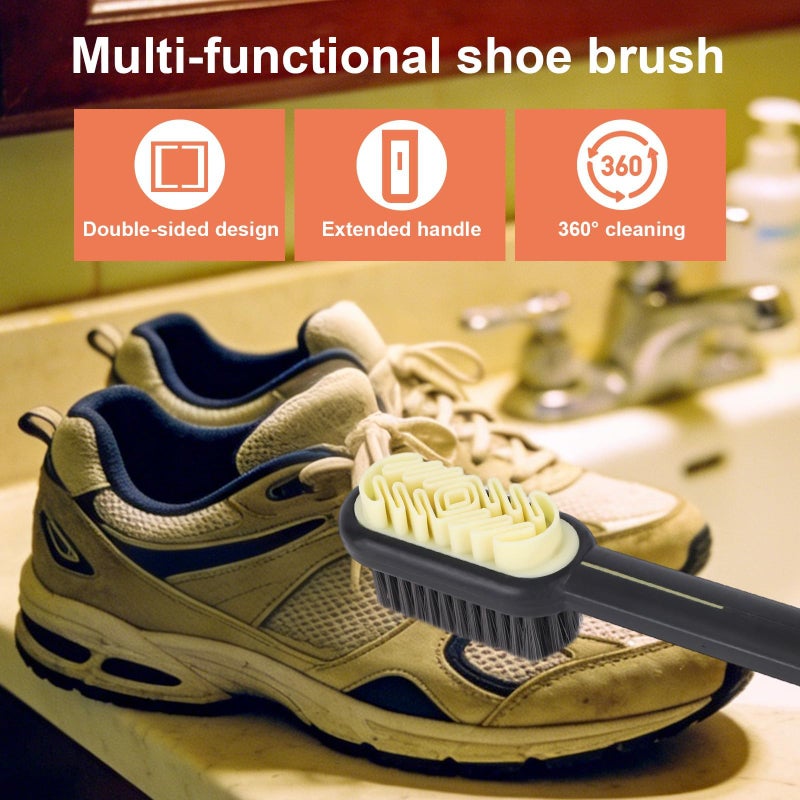 2-Piece Suede Shoe Brush and Polishing Eraser Set, Soft Nubuck Cleaning Tool for Sneakers, Boots and Crepe Shoes, Black - Image 2