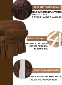 Arabest Elastic Sofa Cover with Skirt,Stretch Sofa Slipcover Furniture Protector Washable Soft Couch Cover for Living Room Elastic Fabric Sofa Cover with Skirt, For Living Room Bed Room For one seater sofa(Brown)  - Image 2