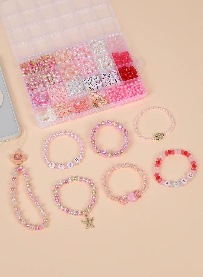 Guellix Kids DIY Jewelry Making Kit, Plastic Beads for Crafts, Unicorn Theme, Ages 4-7 (Pink & White) - Image 2